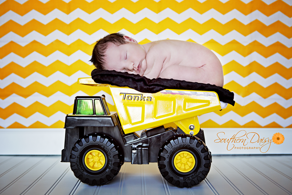 Tonka Truck Newborn Photo | Southern Daisy Photography